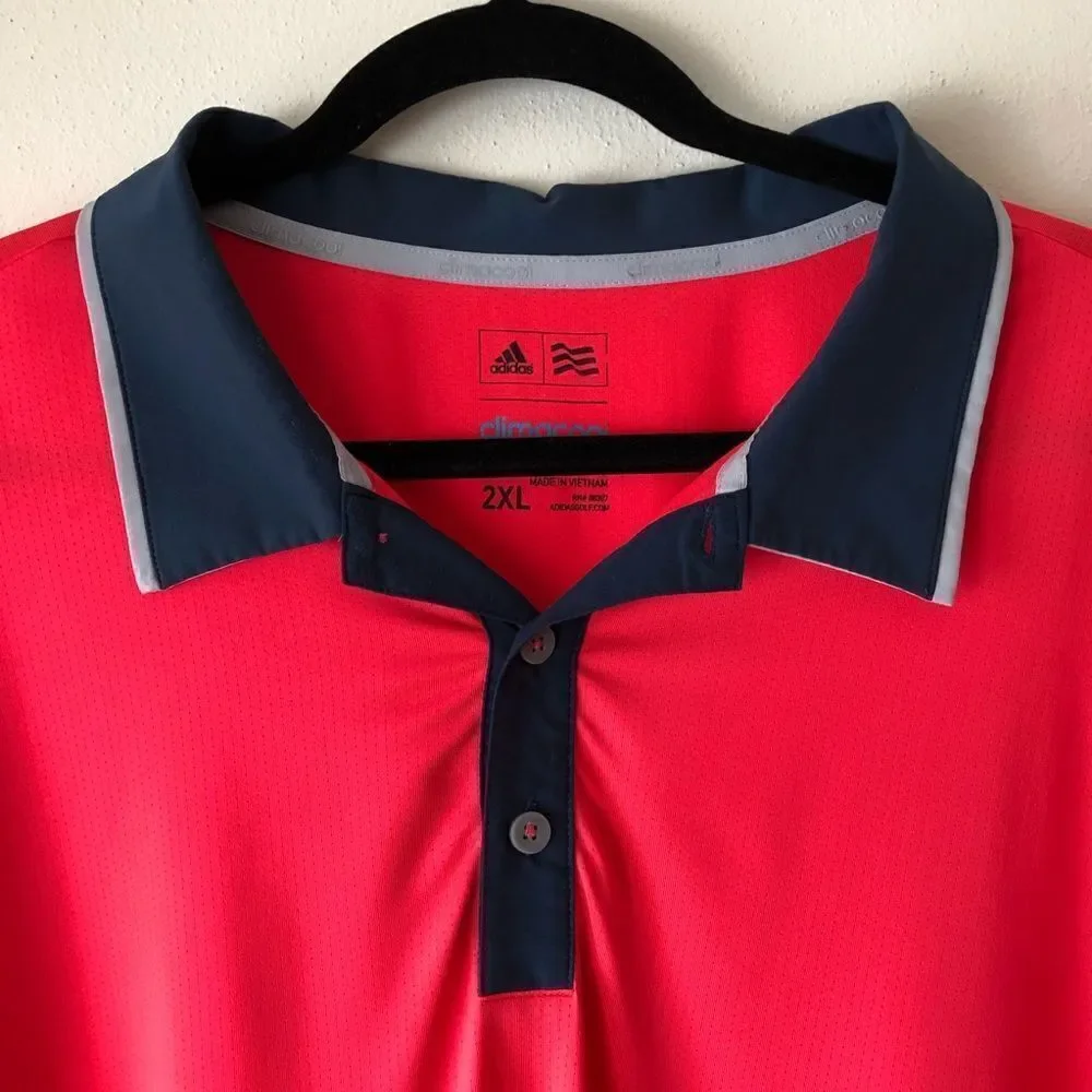 ADIDAS Pink & Navy Climacool Short Sleeve Polo Shirt 2XL